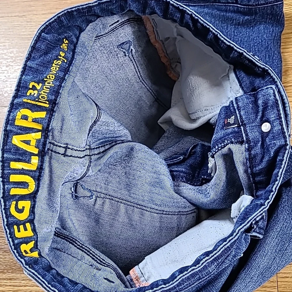 JOHN PLAYERS 32x25 MENS BOYS 2005 VITAGE FADED DENIM STRIGHT STRECH BLUE JEANS